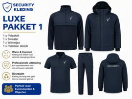 LUXE pakket 1. Poloshirt, Sweater, Softshell winterjas Tech Shell en strech Werkbroek.