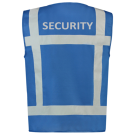 Security Kleding ART. NR. 453014 / VEST REFLECTIE BLAUW bedrukt met V-tje en SECURITY