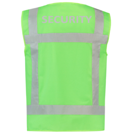 Security Kleding ART. NR. 453014 / VEST REFLECTIE LIME bedrukt met V-tje en SECURITY