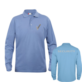 Beveiliging kleding Poloshirt LINCOLN lange mouw, alle kleuren. Met V-tje en SECURITY.