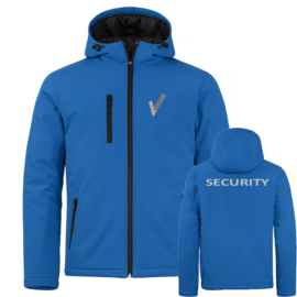 Beveiliging kleding Padded Hoody Softshell jacket gewatteerd. Met V-tje en SECURITY.