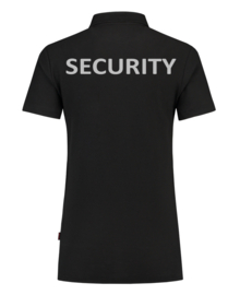Beveiliging kleding 3 X POLOSHIRT BLACK Dames, met V-tje en SECURITY.