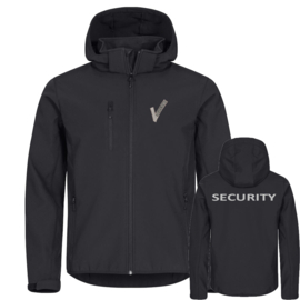 Beveiliging kleding Classic Hoody Softshell jacket, gerecycled polyester. Met V-tje en SECURITY.
