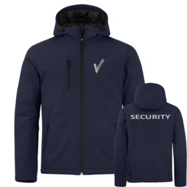 Beveiliging kleding Padded Hoody Softshell jacket gewatteerd. Met V-tje en SECURITY.