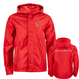 Beveiliging kleding WEBSTER regenjack, alle kleuren. Met V-tje en SECURITY.