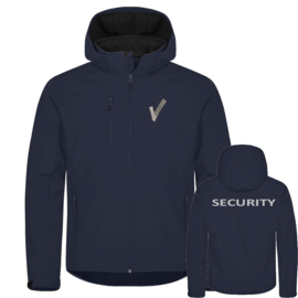 Beveiliging kleding Classic Hoody Softshell jacket, gerecycled polyester. Met V-tje en SECURITY.