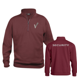 Beveiliging kleding, Basic Half ZIP,  alle kleuren. Met V-tje en SECURITY.