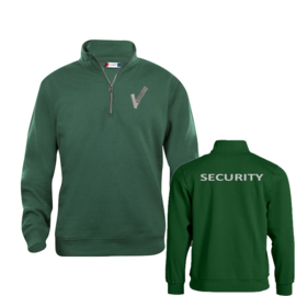 Beveiliging kleding, Basic Half ZIP,  alle kleuren. Met V-tje en SECURITY.