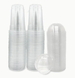Doorzichtige Plastic Bekers met Koepeldeksels