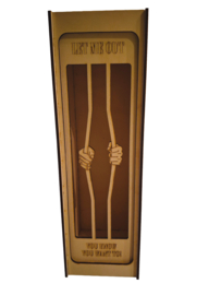 Wijnfleshouder hout geschenk verpakking