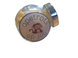 Snoep potje Apetrots op jou! (gevuld met banaantjes)