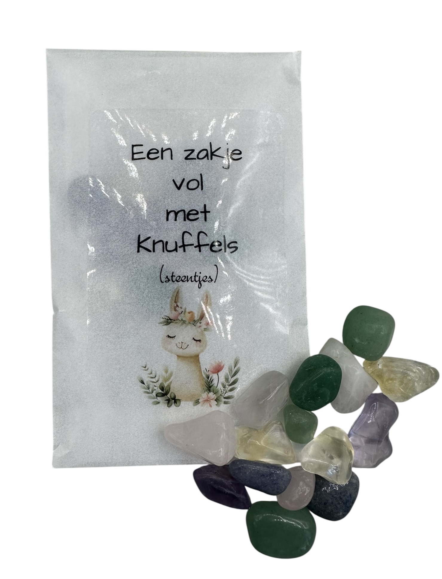 Een zakje vol met knuffels (knuffelsteentjes)