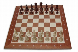 Staunton 5 in houten doos met een staunton 5 schaakbord