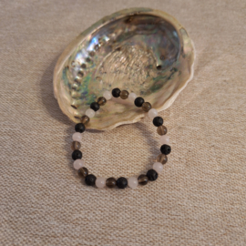Kogelarmband Lava,Rookkwarts,Rozenkwarts  6mm