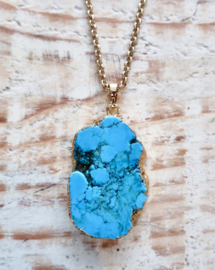14k gold plated ketting met Turquoise