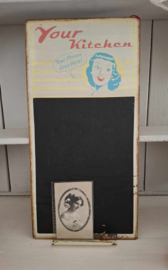 Super leuk vintage metalen keukenkrijtbord.