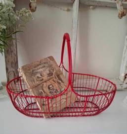 Super leuke  oude Franse metalen draadmand /plukmand
