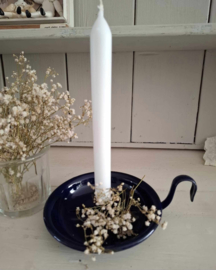 Brocante emaille donkerblauwe blaker.