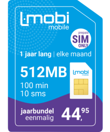 L-mobi Jaarbundel  512MB, 100 min, 10 sms
