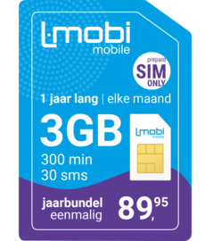L-mobi Jaarbundel  3GB, 300 min, 30 sms