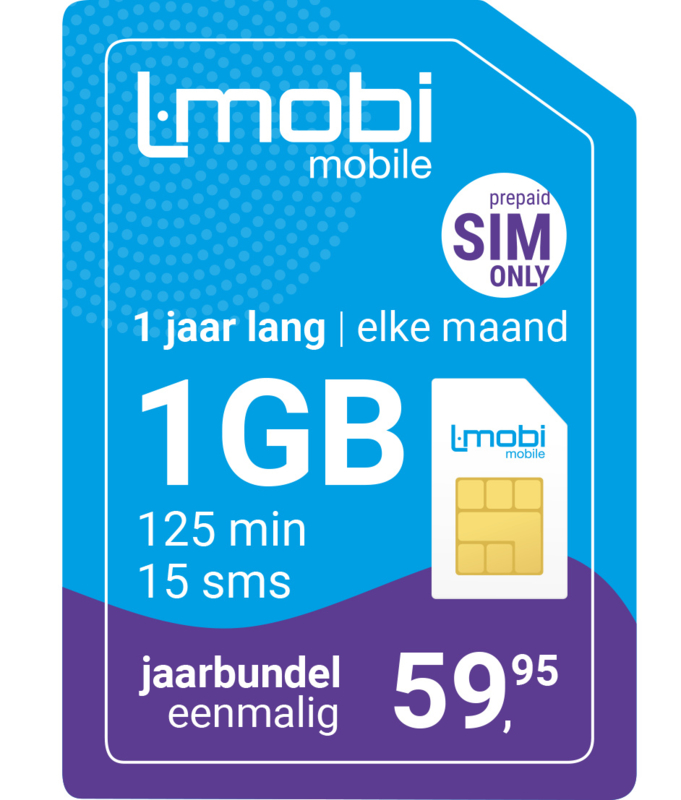 L-mobi Jaarbundel  1GB, 125 min, 15 sms