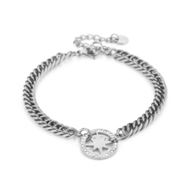 Zilveren armband morning star met strass