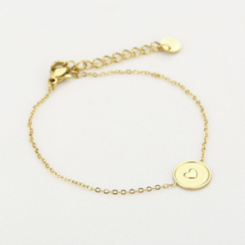 Gouden armband hartje rond