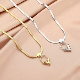 Gouden ketting met V