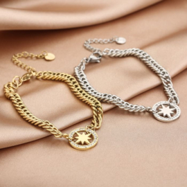 Zilveren armband morning star met strass