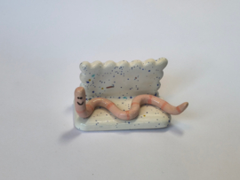 Kaartenhouder worm - Roze/Wit met spikkels Kaartenhouder worm - Roze/Wit met spikkels
