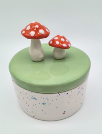 Bakje medium confetti/ mint groen paddenstoelen