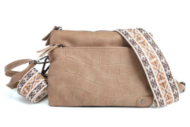 Taupe crossbody en schoudertasje Brussel