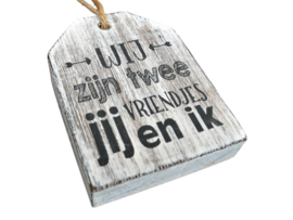 hanger label 9x6cm twee vriendjes antique white