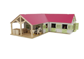 Kids Globe paardenbox 14x21,8x14cm 1:24 roze (excl. accessoires)