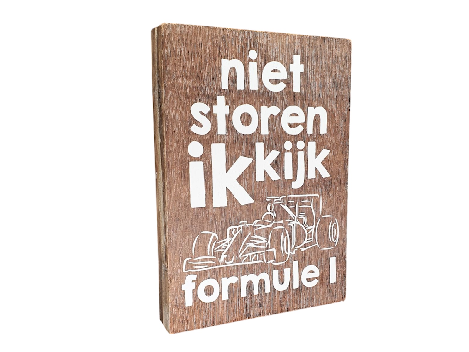 tekstblok 25x18cm niet storen ik kijk formule 1 natural (wit)