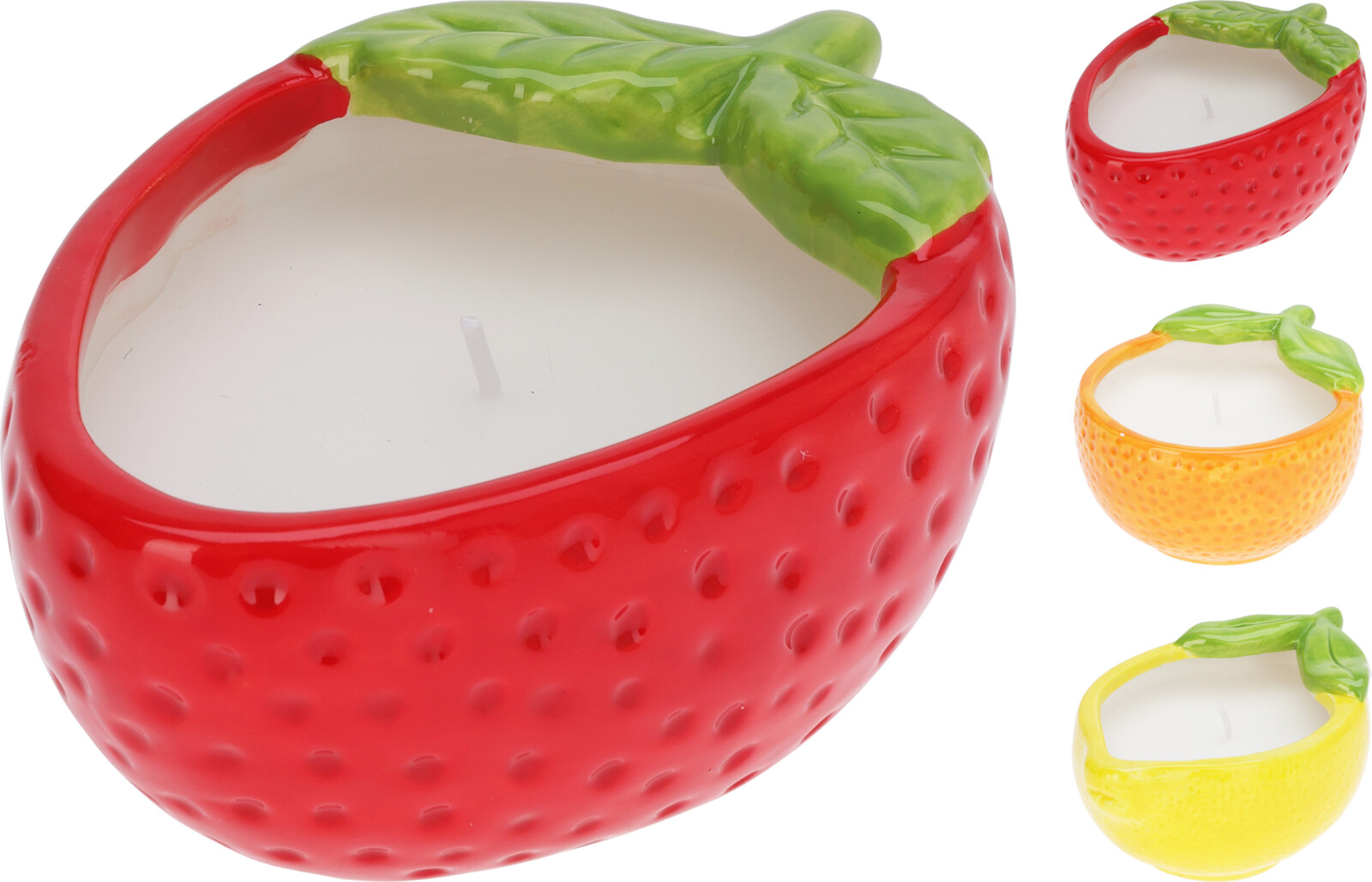 KAARS IN FRUIT VORM POT 3ASS