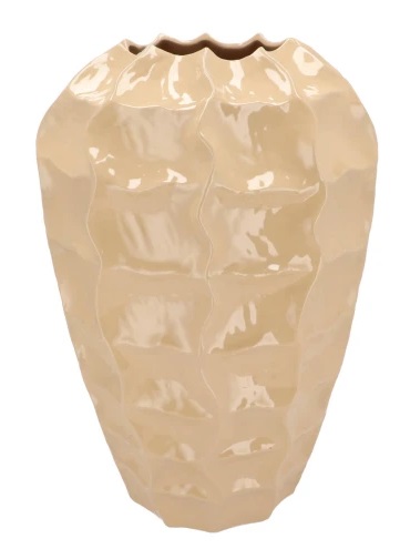 LIMA BEIGE VASE LONG CARVE 31X31X44CM