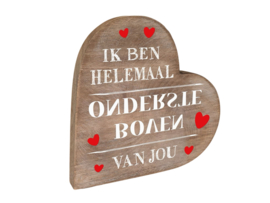 teksthart XL 25x25cm ondersteboven van jou natural (wit - rood)