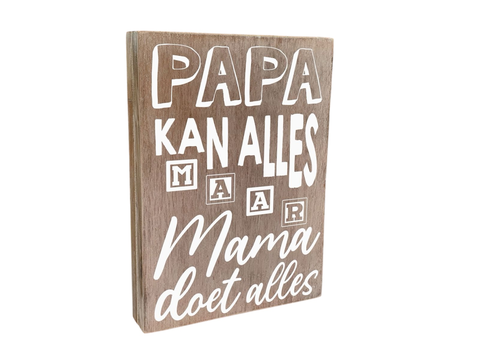 Tekstblok 25x18cm papa kan alles natural (wit)