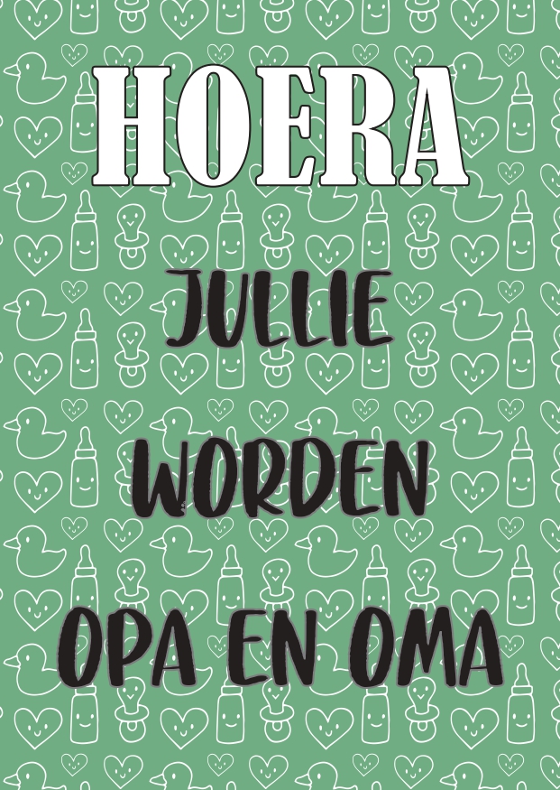 A6 kaart  hoera jullie worden opa en oma