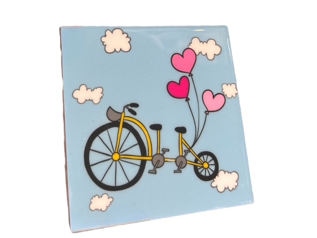 Tegeltje fiets hartjes