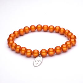 Galaxy Pearl Armband 8mm Oranje