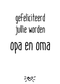 A6 kaart gefeliciteerd jullie worden opa en oma