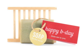 SOAP for the world Soapbar met zeepbakje - Happy B-day