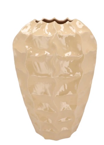 LIMA BEIGE VASE LONG CARVE 26X26X37CM