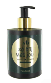 Handzeep BLIJ fles 300ml zwart,  gouden pomp