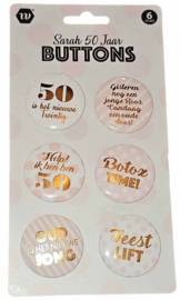 Buttons - Sarah - 50 jaar - roségoud - 6 stuks