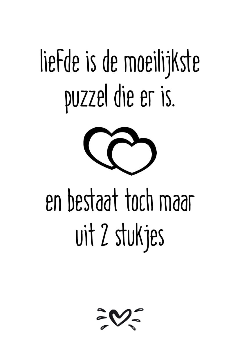A6 kaart liefde is de moeilijste puzzel