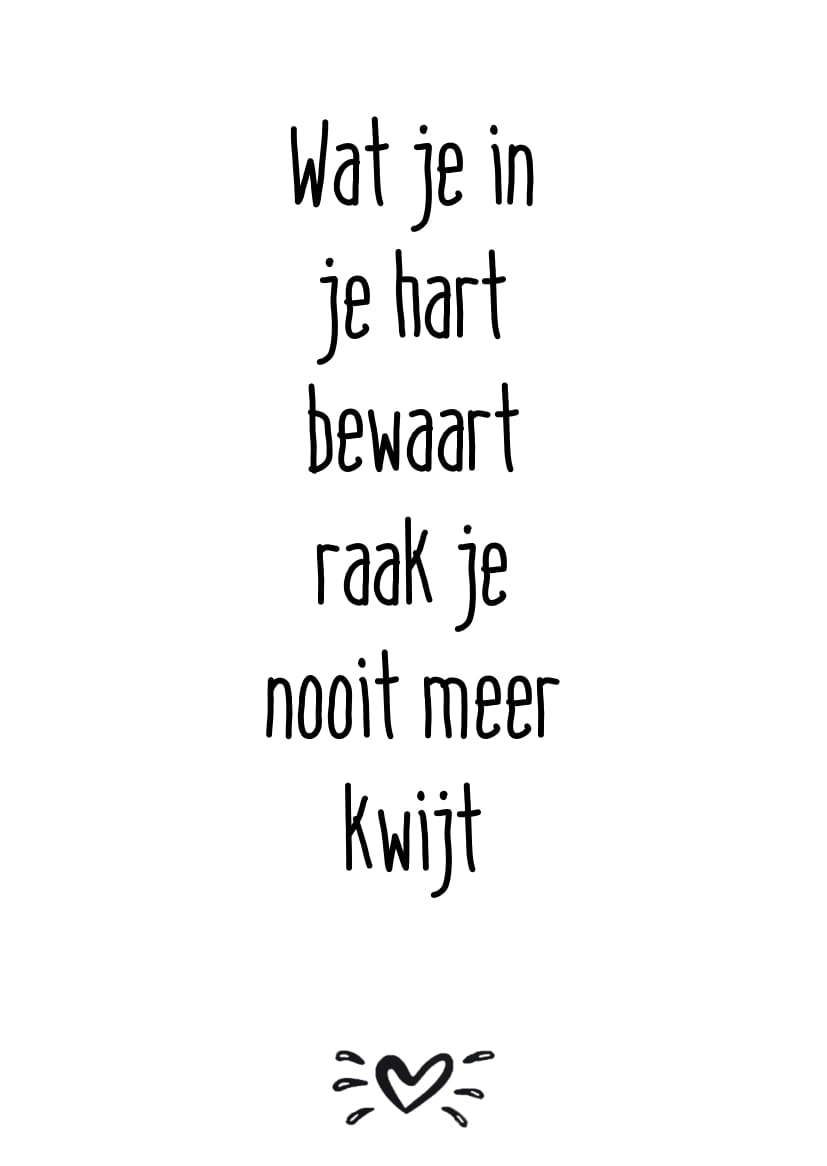 A6 kaart wat je in je hart bewaart