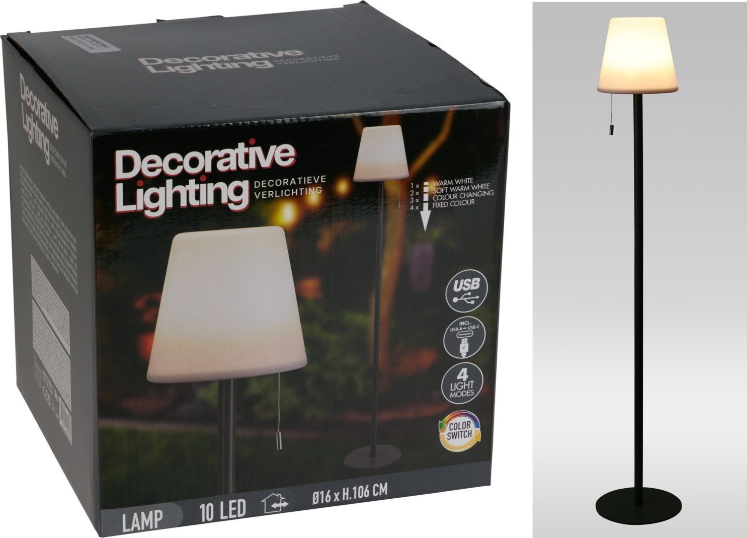 LAMP COLOUR CHANGING MAT ZWART